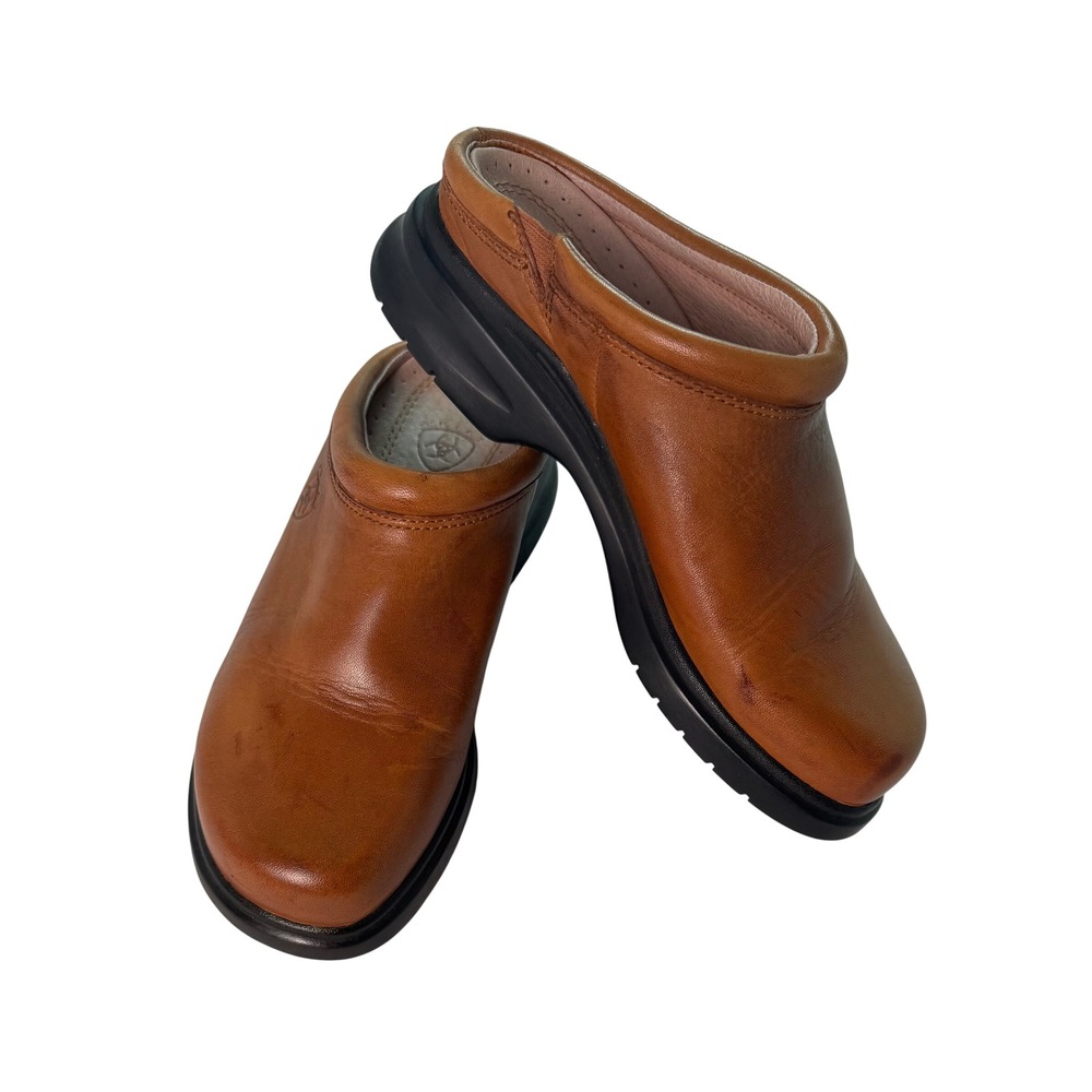 Ariat Clog Mules Tan Leather Slip On Shoes 95053 Womens 5.5B